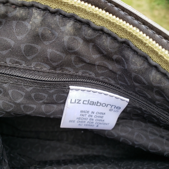VINTAGE Bag LIZ CLAIBORNE Olive Green Roomy Vegan - Picture 12 of 13